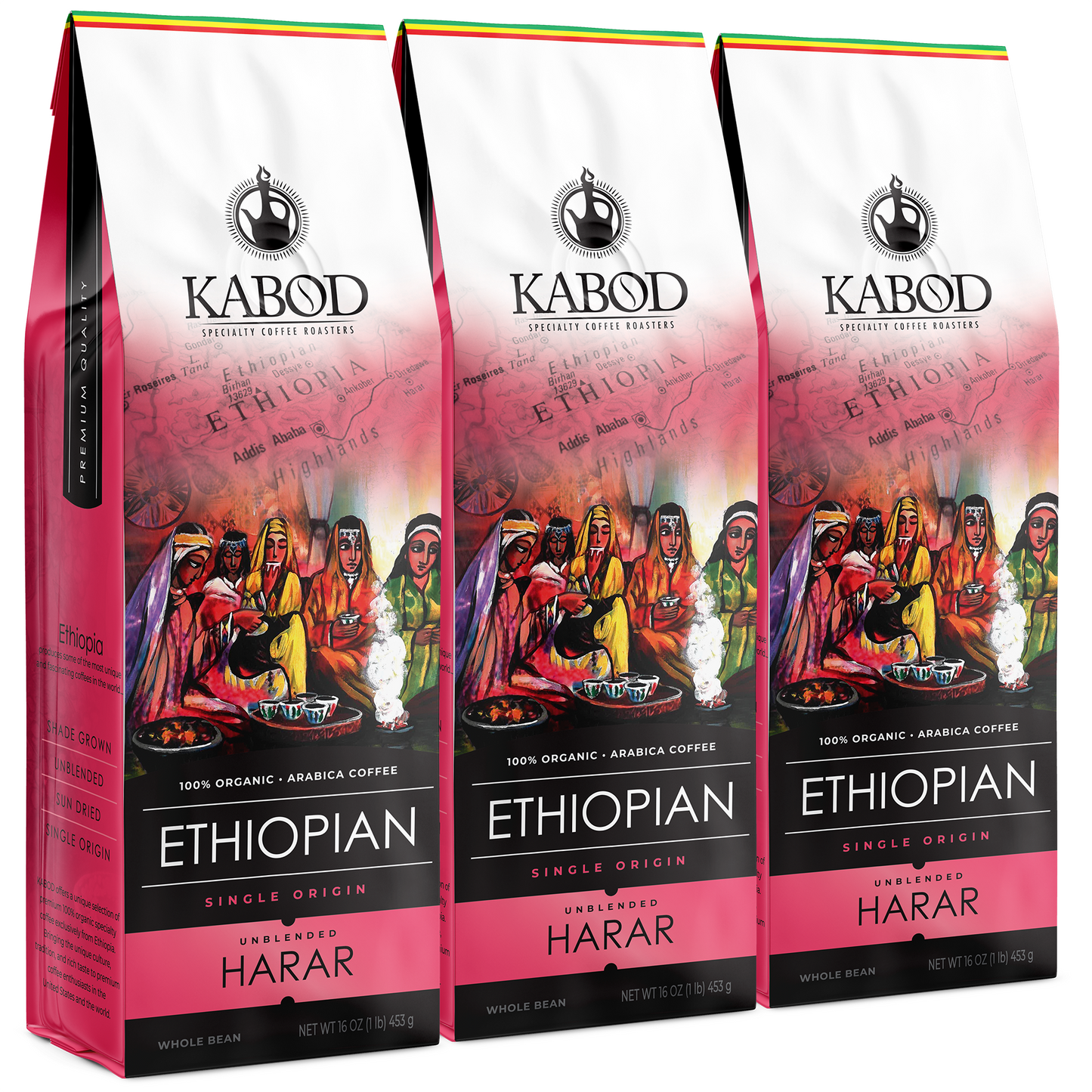 3x PACK | 3LB. Harar Ethiopian Coffee 100% Unblended Organic