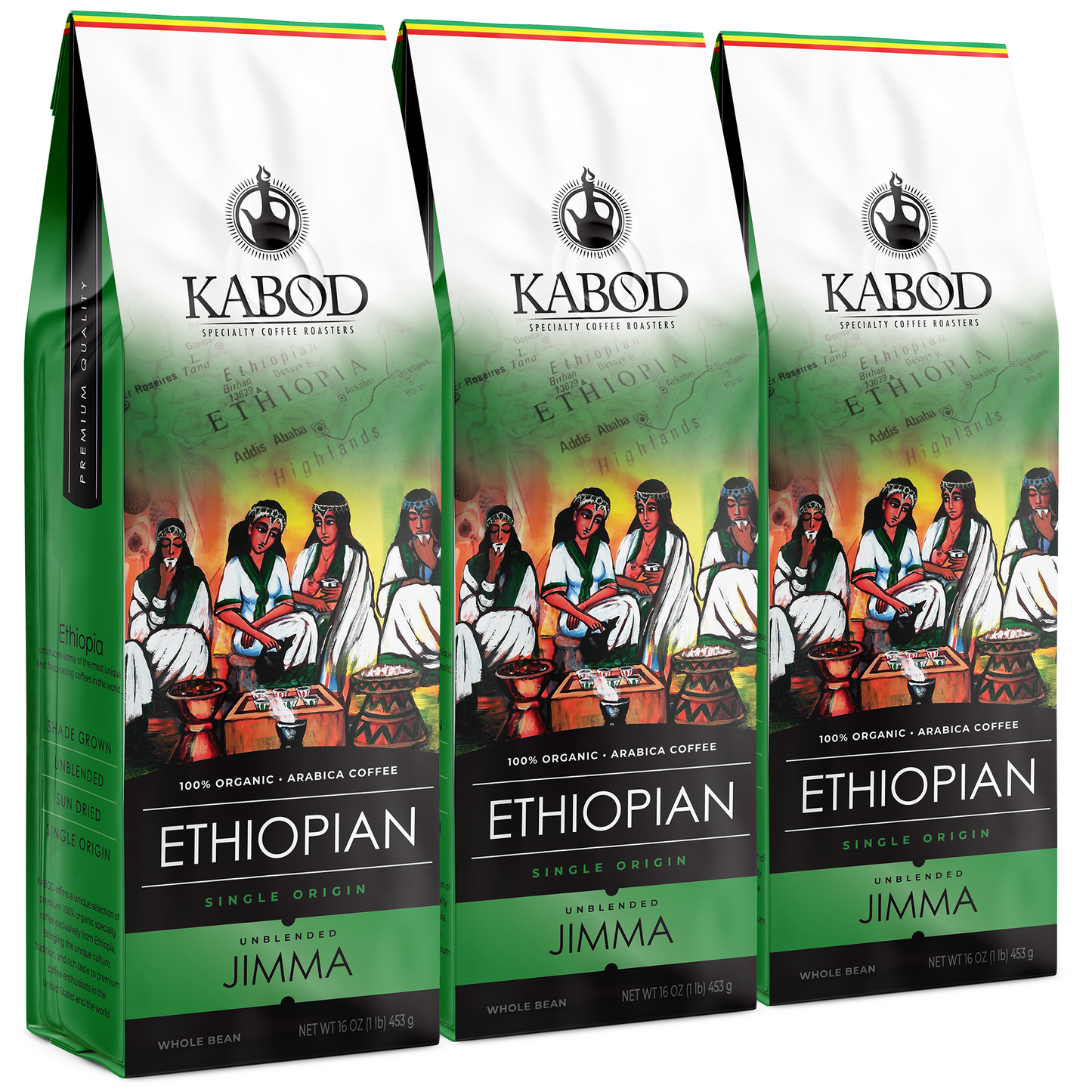 3x PACK | 3LB. Jimma Ethiopian Coffee 100% Unblended Organic