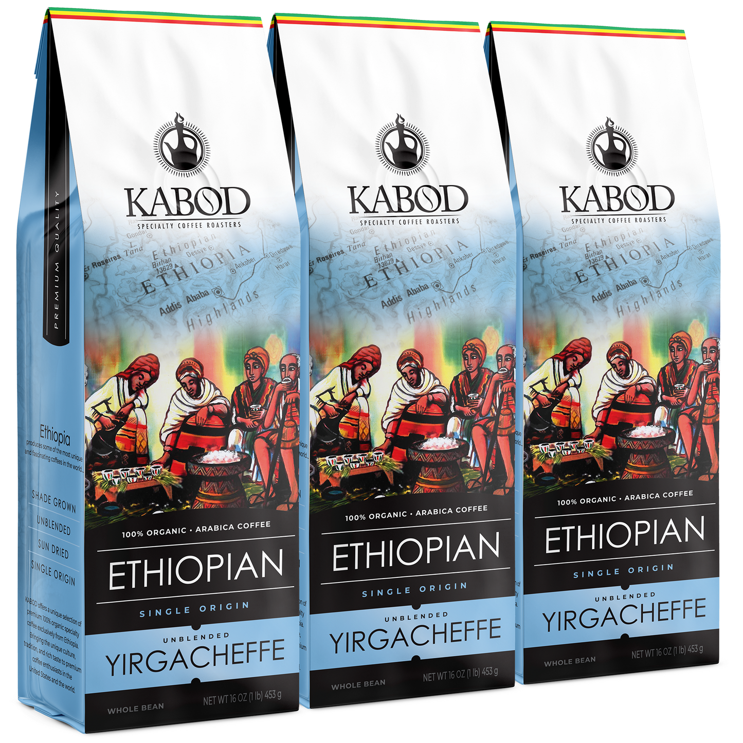 3x PACK | 3LB. Yirgacheffe Ethiopian Coffee 100% Unblended Organic